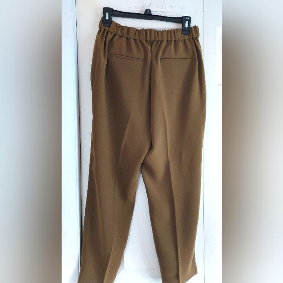 J. Crew Pants Dress Womens Size 4 Green Brown Polyester Elastic Back Pullon READ - Picture 2 of 11